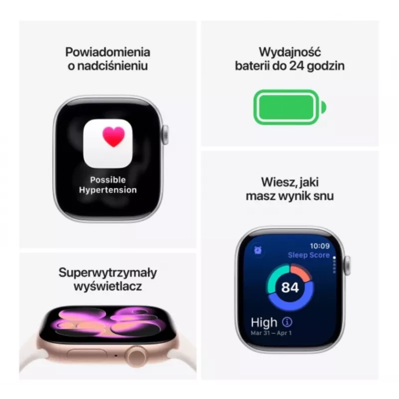 Apple Watch Series 11 GPS + Cellular 42mm sidabrinis aliuminio korpusas su Purple Fog sportine juostele - M/L