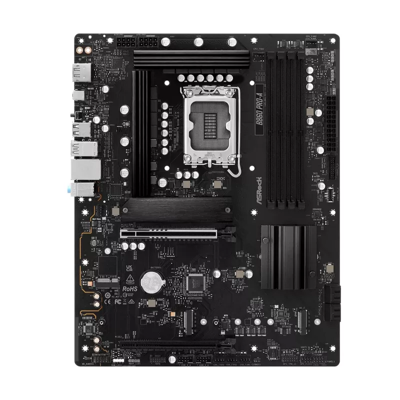 Pagrindinė plokštė ASRock B860 Pro-A — Intel B860 ATX, LGA 1851, DDR5, 4x DIMM, 256GB, 2.5Gb LAN, 1x M.2, 4x SATA III