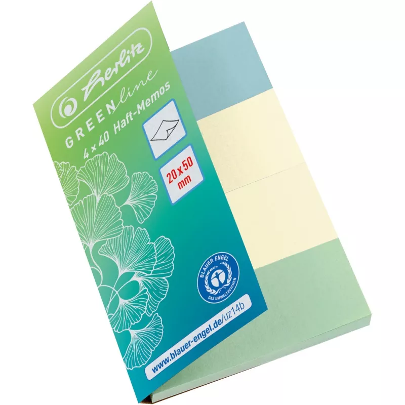 Tuščios žymos Herlitz 50033447 lipnios 160 lapų Mėlyna Žalia Geltona