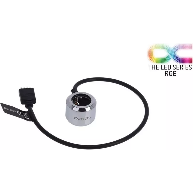 Alphacool Aurora HardTube LED žiedas 16 mm chromuotas - RGB (15354)
