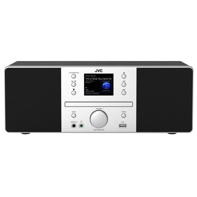Stovo garsiakalbis JVC RD-E874B Bluetooth 20W juoda sidabrinė – ant grindų statoma garso sistema