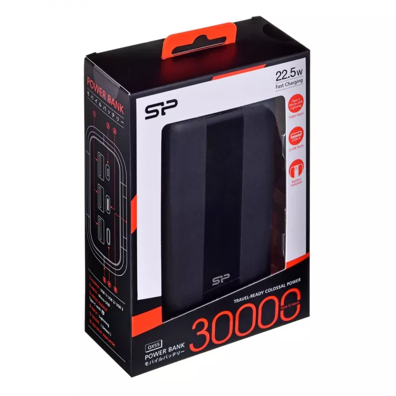 Silicon Power QX55 Powerbank Lithium Polymer (LiPo) 30000 mAh Juoda