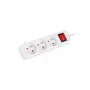 Maitinimo ilginamasis laidas LANBERG PS1-03E-0300-W — 3 m laidas, 3 Type E kintamosios srovės lizdai, balta, vidaus