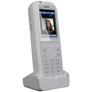 DECT telefonas agfeo DECT 77 IP — belaidis VoIP ragelis su garsiakalbiu, skambintojo ID, ekranu (balta)