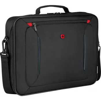 Nešiojamojo kompiuterio dėklas Wenger BQ 16 Clamshell — vandeniui atsparus juodas dėklas 16 colių nešiojamiesiems kompiuteriams, patvarus apsauginis dangtis