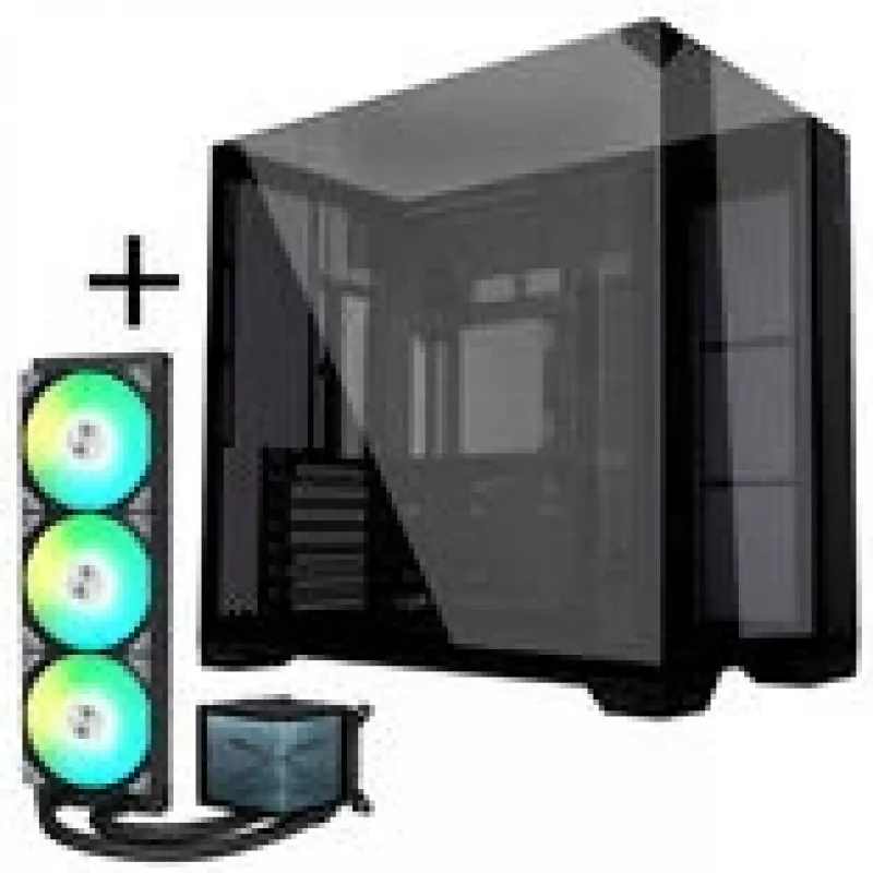 Lian Li O11 Vision Compact + TRYX PANORAMA ARGB pilnas skystinio aušinimo rinkinys – juodas, 360 mm