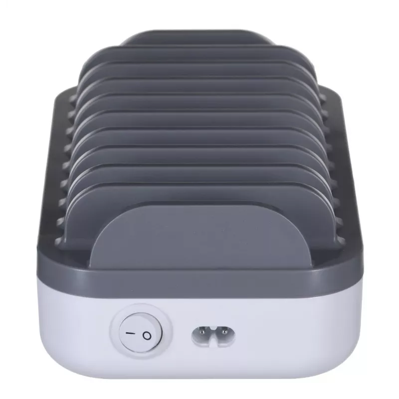 Manhattan Charging Station, 10x Ports: 3x USB-C (up to 18W PD) and 7x USB-A (up to 12W), 120W Total Output, White/Pilka, Three Year Warranty