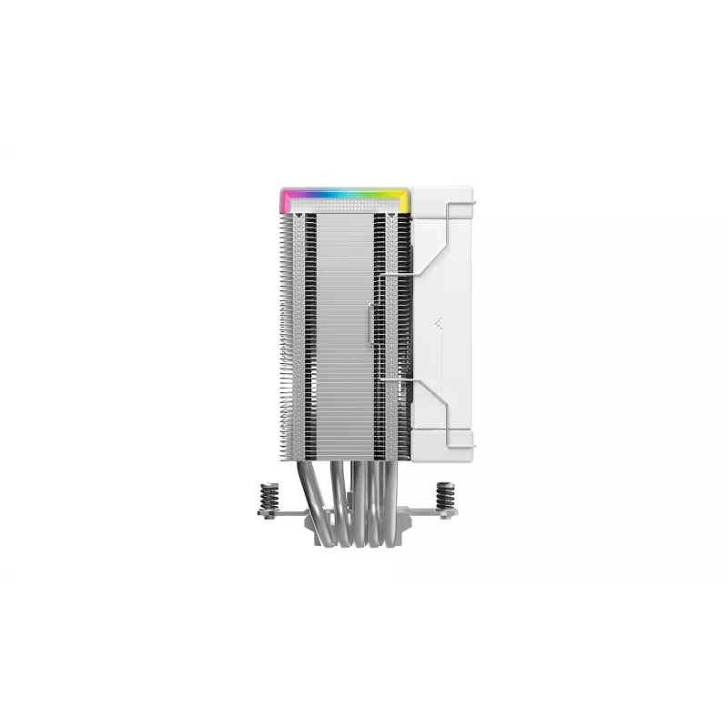 Oro aušintuvas DeepCool AK500S Digital SE — 5 šilumos vamzdeliai, 120 mm FDB ventiliatorius, PWM, daugia LED, baltas, palaiko Intel LGA1150 ir AMD lizdus