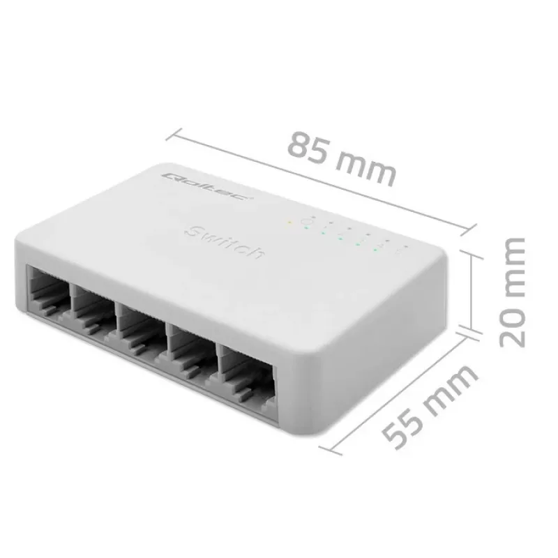 Tinklo komutatorius QOLTEC 52247 5 x RJ45 prievadai 1000Mbps Gigabitinis nevaldomas