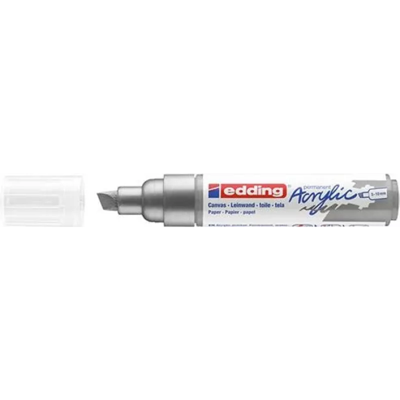 Edding 5000 Acrylic Marker Broad permanentinis žymeklis kaltiniu antgaliu sidabrinis