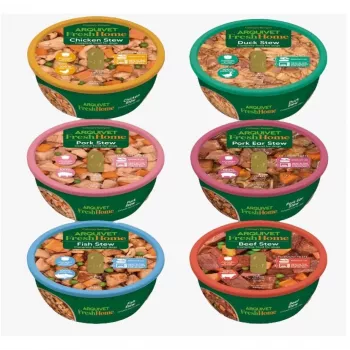 Šlapio šunų maisto rinkinys ARQUIVET Fresh Home Goulash mix 6×280 g, suaugusiems šunims, visavertis ėdalas, be glitimo ir sojos
