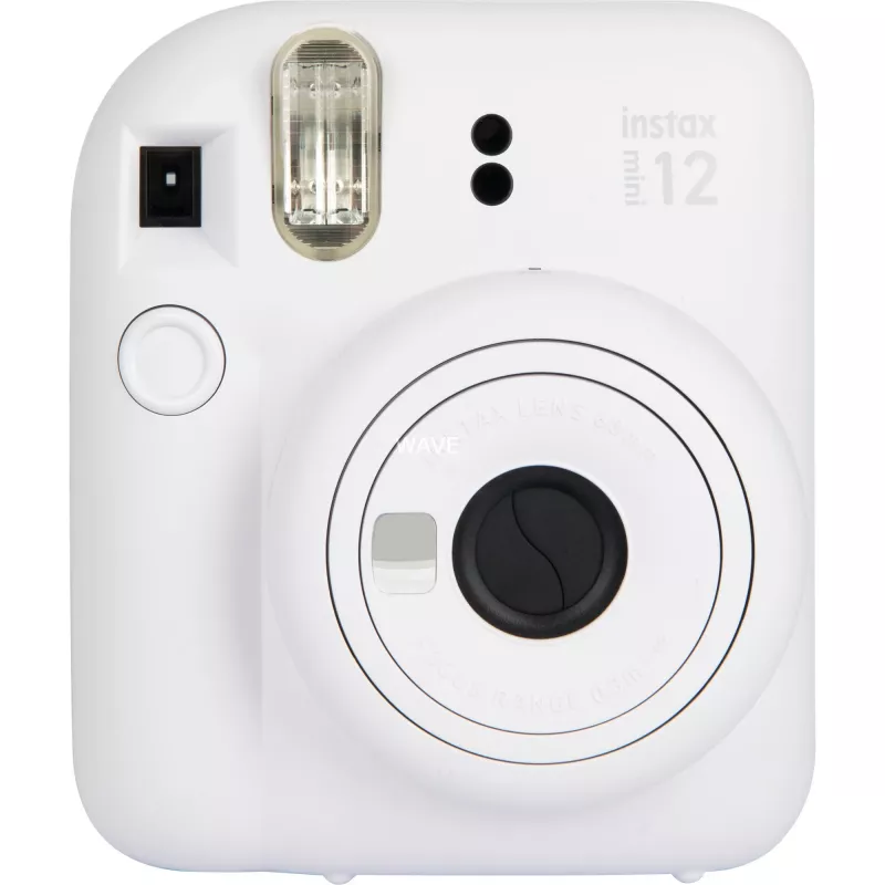 Momentinė kamera Fujifilm Instax Mini 12 White — 86×54 mm atspaudai, 60 mm židinio nuotolis, AA baterija