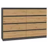 Komoda top e shop M8 140 ANT/ART — 8 stalčiai, antracito/ąžuolo, 1380×400×970 mm, medžio drožlių plokštė