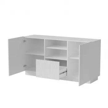 Komoda Cama Meble LIVERTI 150x42x78 cm, balta, medžio drožlių plokštė, 1 stalčius