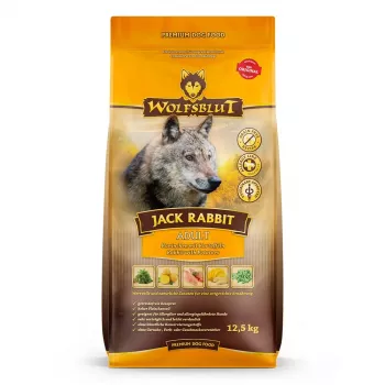 Sausas šunų maistas Wolfsblut Jack Rabbit 12,5 kg — be grūdų, triušienos skonio, 28% baltymų, 19% riebalų