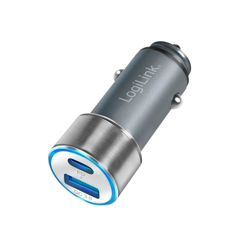LogiLink automobilinis maitinimo šaltinis - 36 vatai - 3 A - PD 3.0, QC 3.0 - 2 išvesties prievadai (USB, 24 kontaktų USB-C)