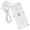 Maitinimo lizdų blokas MACLEAN MCE389 W — 6 lizdai, 4×USB-A, 1×USB-C, 2500 W, 110–240 V, 1,5 m laidas, baltas
