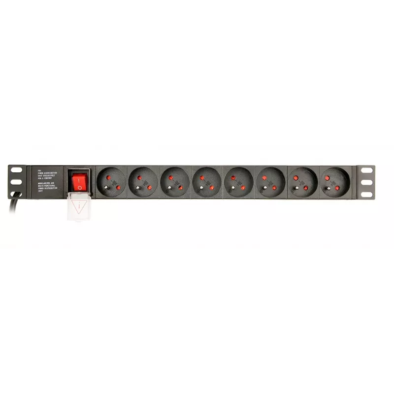 EnerGenie EG-PDU-014-F Stovo maitinimo skirstytuvas (8 FR lizdai, 1U, 16A, Schuko kištukas, 3 m, juoda spalva)