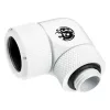 Jungtis BitsPower BP-DWE90RMLA16 — žalvarinė 90° kampinė kompiuterinė aušinimo jungtis, skersmuo 1,6 cm, balta