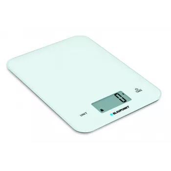 Virtuvinės svarstyklės BLAUPUNKT FKS401 — baltos, maks. 10 kg, 1 g tikslumas, jutiklinis valdymas