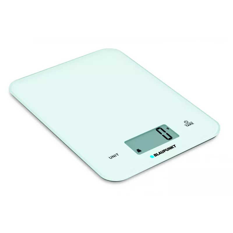 Virtuvinės svarstyklės BLAUPUNKT FKS401 — baltos, maks. 10 kg, 1 g tikslumas, jutiklinis valdymas