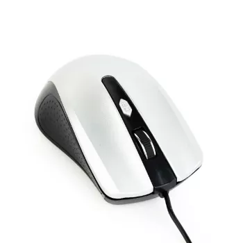 Laidinis abiem rankoms tinkamas optinė pelė GEMBIRD MUS-4B-01-BS, USB Type-A, 1200 DPI, 4 mygtukai, juoda/sidabrinė