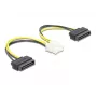 Maitinimo kabelis DeLOCK 83020 2 x 15 kontaktų SATA į 8 kontaktų EPS 15 cm