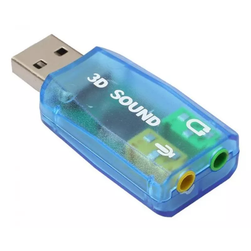 USB išorinė garso plokštė Gembird Virtus2 — USB sąsaja, 3,5 mm ausinių lizdas, mėlyna permatoma