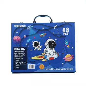 Piešimo ir tapybos rinkinys Extralink Blue Astronaut — 88 vnt. (dažai, teptukai, priedai)