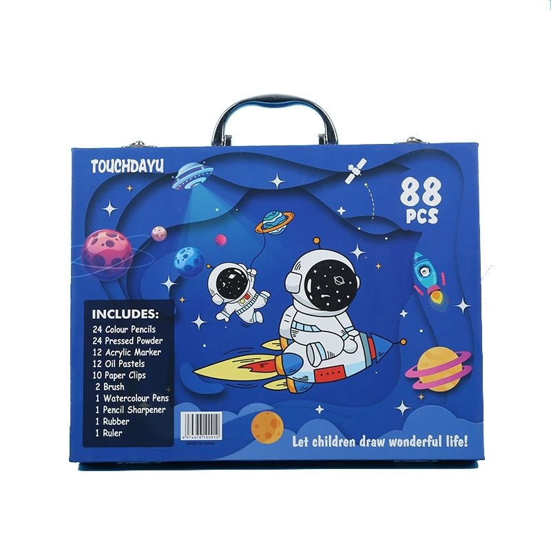 Piešimo ir tapybos rinkinys Extralink Blue Astronaut — 88 vnt. (dažai, teptukai, priedai)