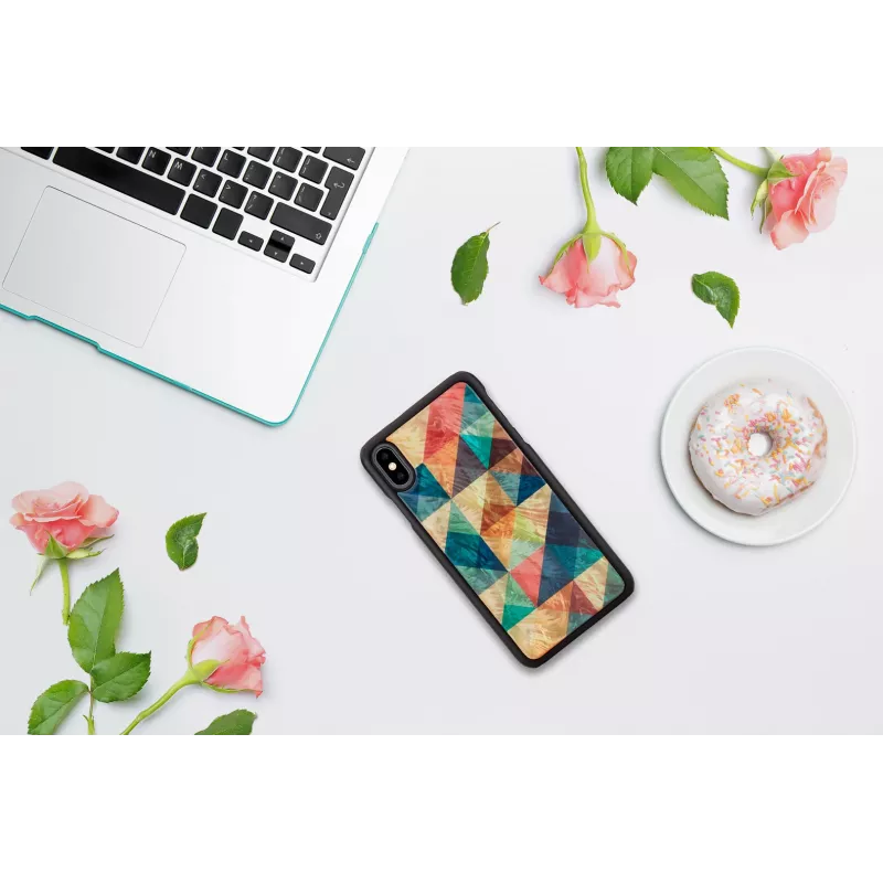 Telefono dėklas iKins, skirtas iPhone XS Max — mozaikinis raštas, juodas