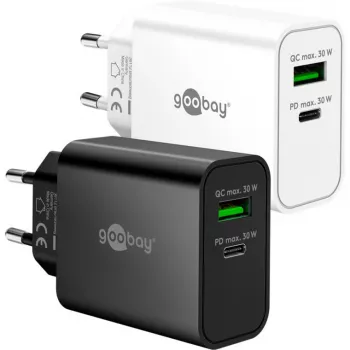 Goobay USB-C PD GaN dvigubas greitasis įkroviklis 30 W juodas (75335)