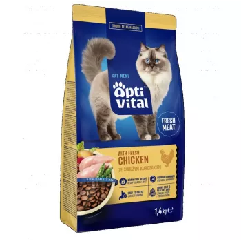 OptiVital visavertis sausas suaugusių kačių ėdalas su vištiena 1,4 kg