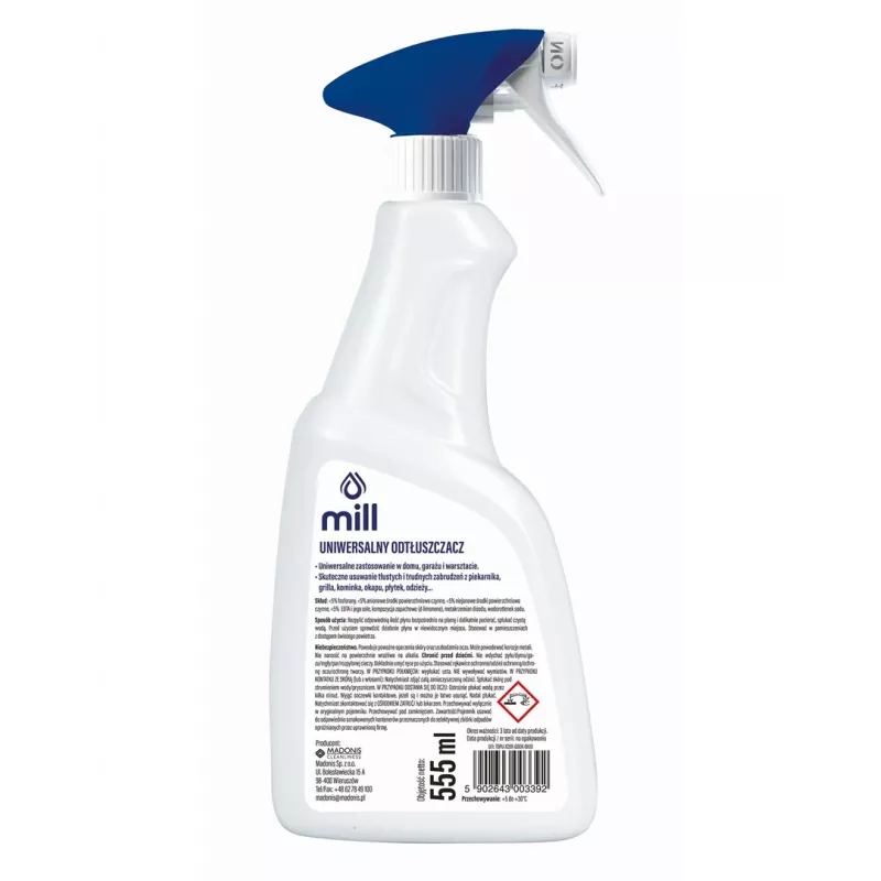 Riebalų valiklis Mill Clean 555 ml — „Mill“ riebalų valiklio 555ml purškalas riebalų dėmėms šalinti
