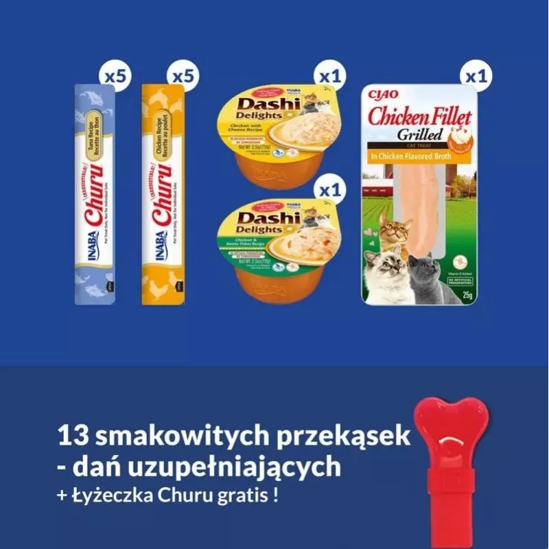 Kačių skanėstų dovanų dėžutė INABA Churu — įvairių skonių kreminiai skanėstai katėms, kelių vienetų pakuotė