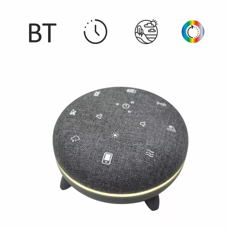 Nešiojamas garsiakalbis MANTA SPK03-GR Szumi-GO — žalias, Bluetooth, kūdikių miego garsai, laikmatis, RGB foninis apšvietimas, 12,5×7,5×12,5 cm