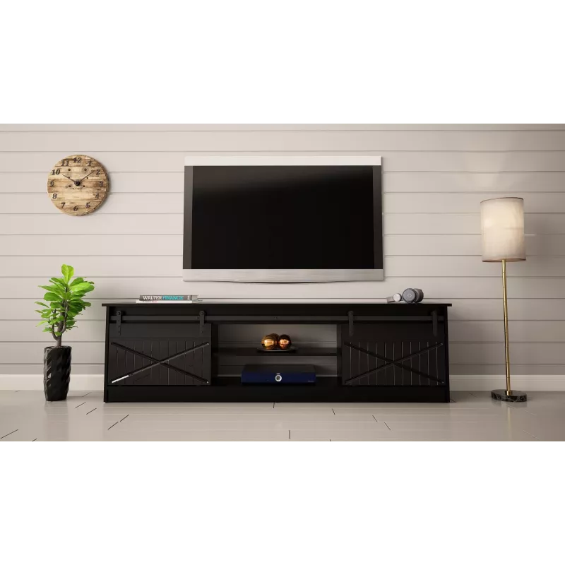 RTV GRANERO 200x56.7x35 juodas/juodas blizgus Spintelė