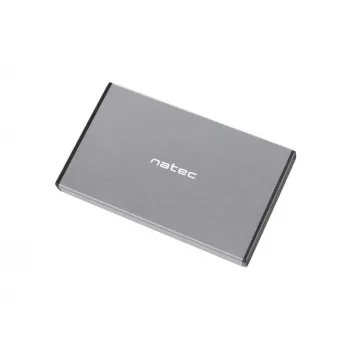 Išorinio HDD/SSD korpusas NATEC Rhino GO — 2,5 colio SATA, 9,5 mm, USB 3.0, aliuminis, pilkas, iki 4 TB