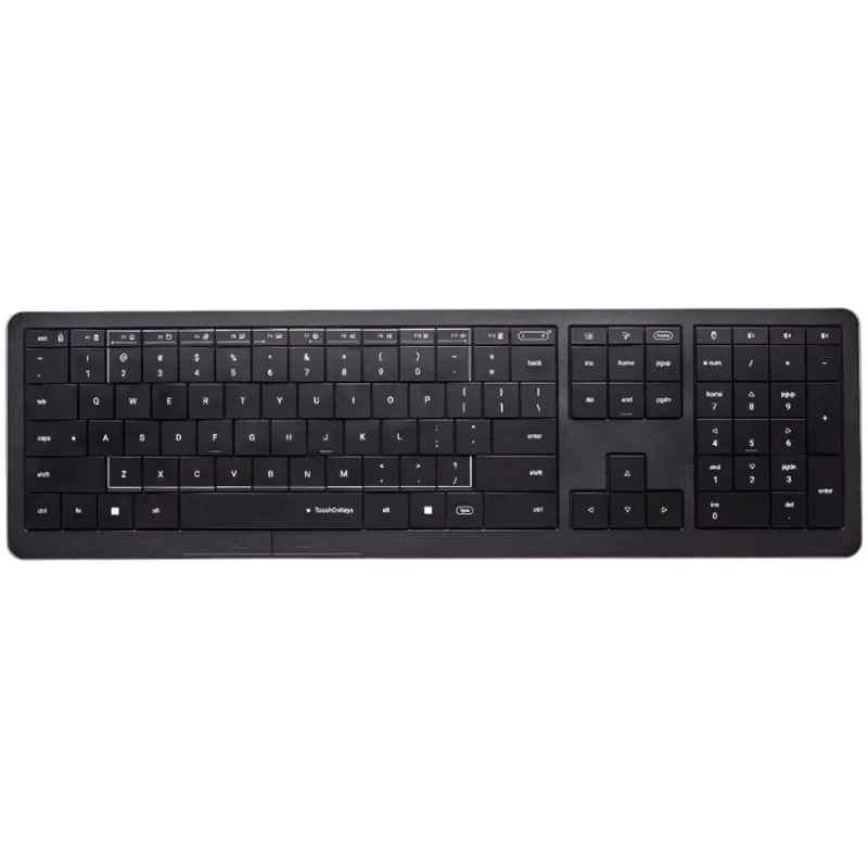 Belaidė klaviatūra CLEVETURA CLVX 1 Touch-On-Keys AI, ANSI US Windows išdėstymas, žirkliniai jungikliai, aliuminio korpusas, interaktyvus RGB