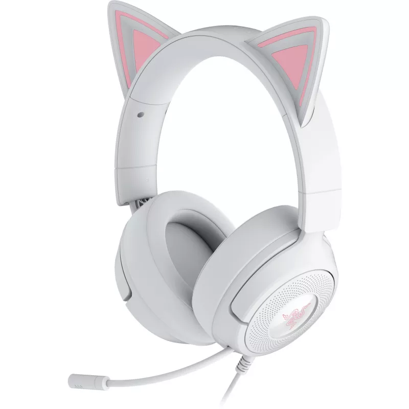 Ausinės Razer Kraken Kitty V3 X — žaidimų ausinės su RGB apšvietimu, lengvu dizainu, įmontuotu mikrofonu