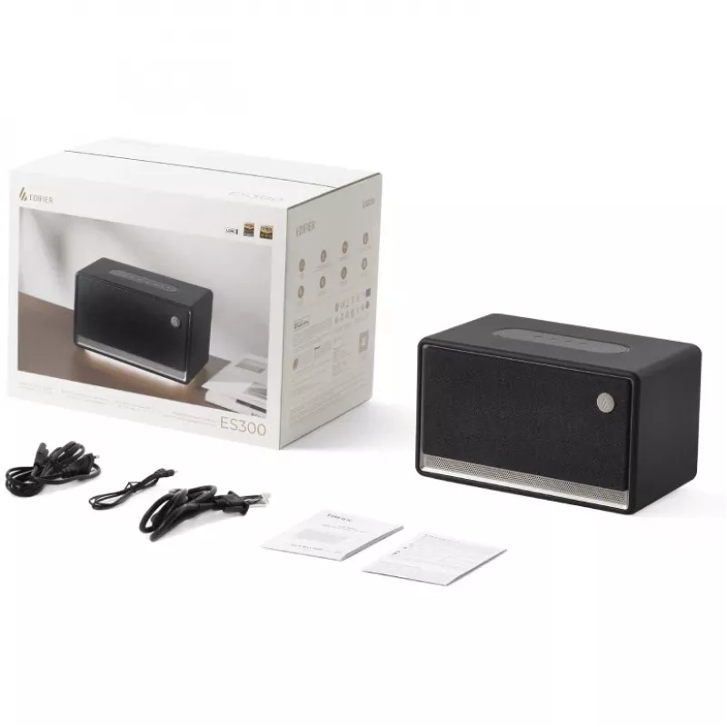 Vakarėlių garsiakalbis Edifier ES300 juodas — 2 krypčių, 60 W RMS, Bluetooth LDAC/SBC, USB-A, sukamoji garsumo rankenėlė