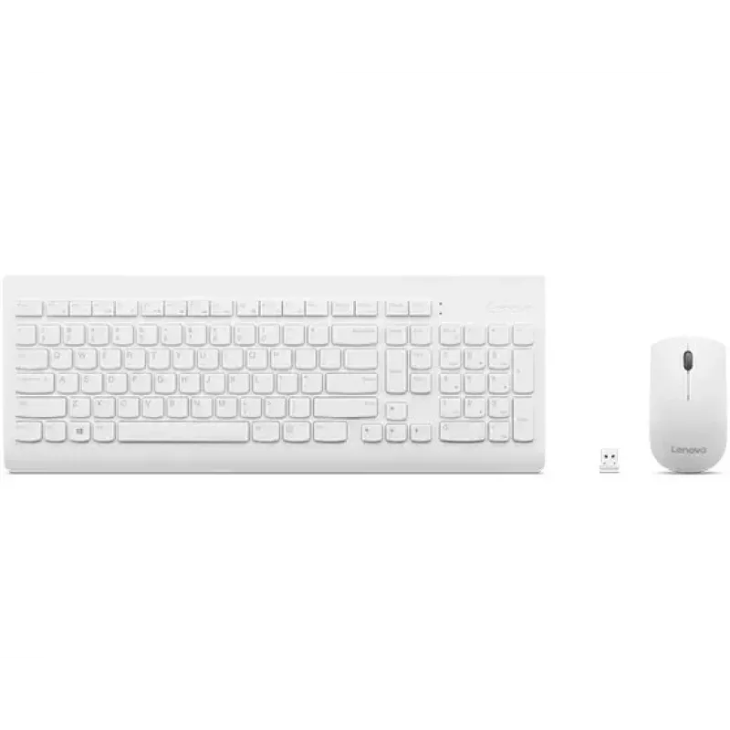 Pilno dydžio mechaninė klaviatūra ir pelė Lenovo GX30W75336 — USB + Bluetooth, QWERTY, balta