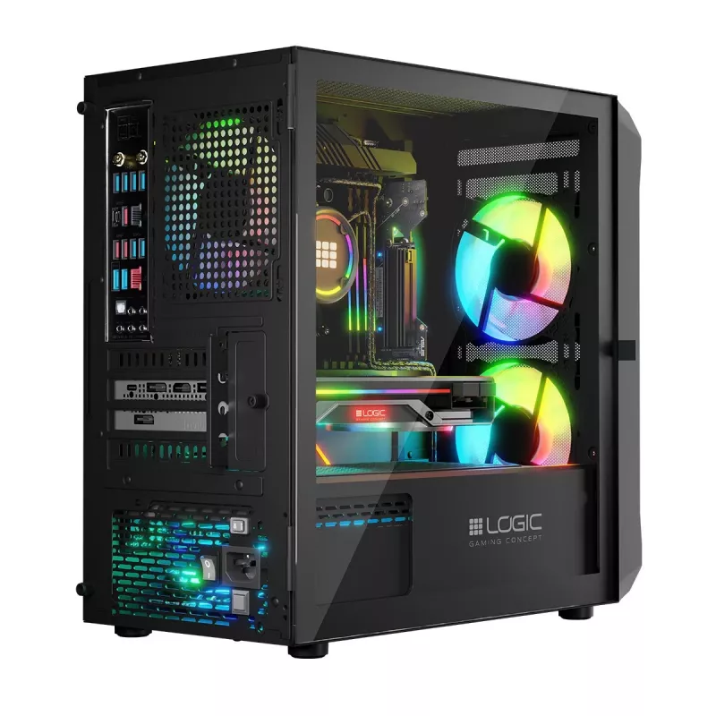 Kompiuterio korpusas Logic Concept Portos Mini ARGB Micro ATX juodas