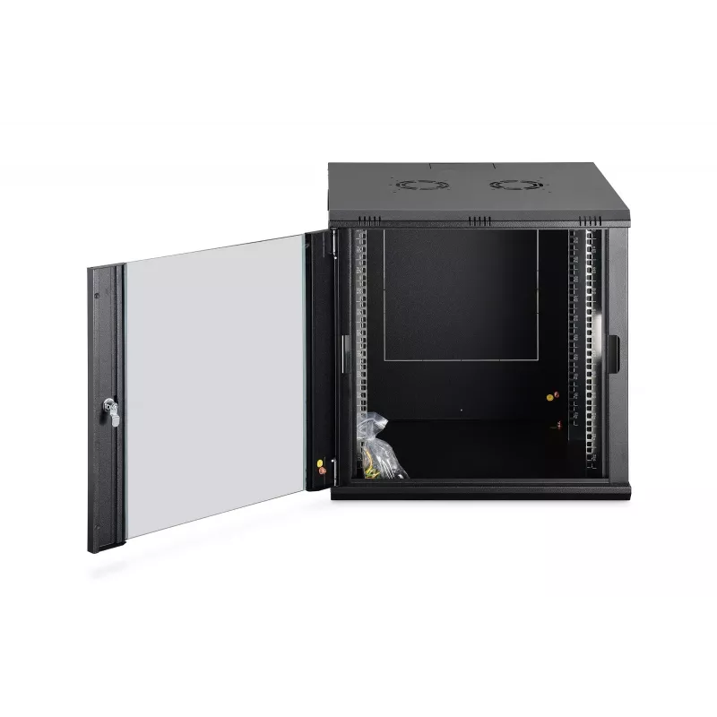 Prie sienos montuojama tinklo spinta DIGITUS Dynamic-N DN-37111 — 12U, 600x600 mm, IP20, raktinis užraktas