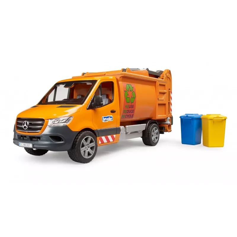 BRUDER modelio transporto priemonė MB Sprinter komunalinis šiukšliavežis BR-02682, mastelio žaislo kopija