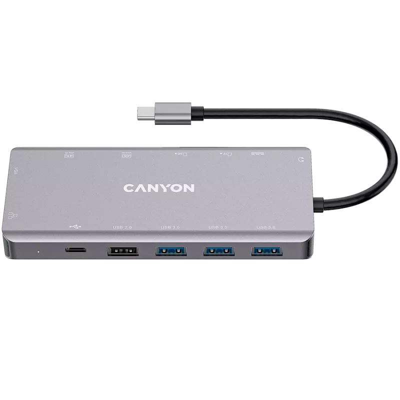 Canyon USB-13-in1 HUB USB-C 2xHDMI4xUSB2xUSB-CRJ45VGA mažmeninė