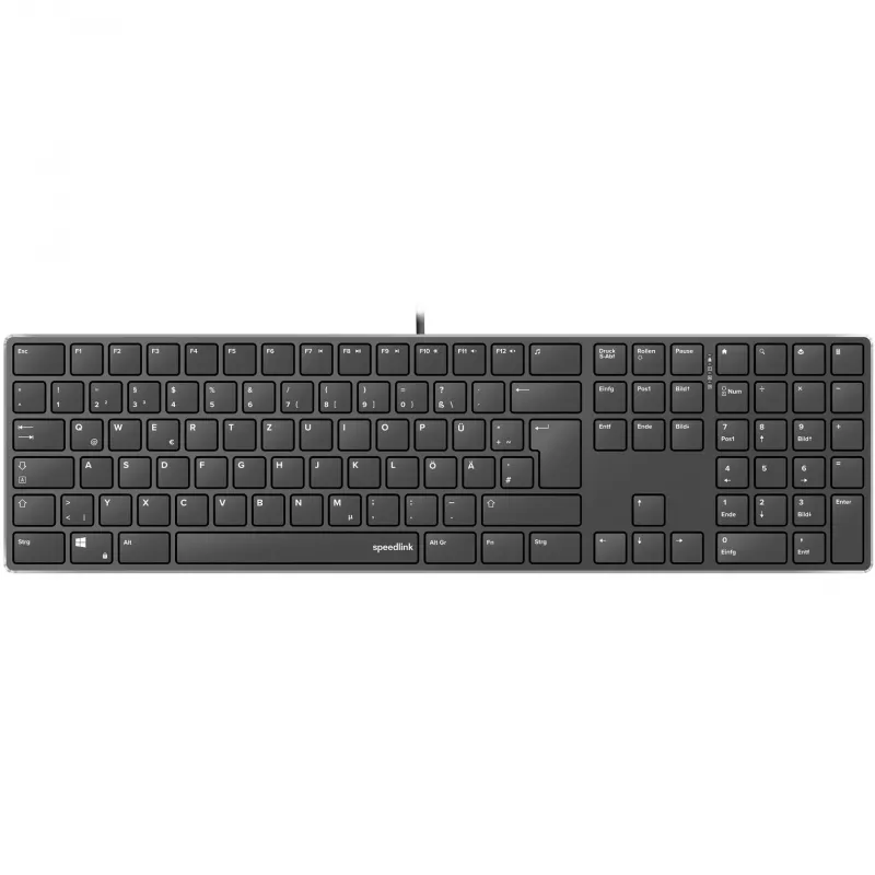 Klaviatūra SPEEDLINK SL-640010-BK USB vokiška juoda viso dydžio 110 klavišų