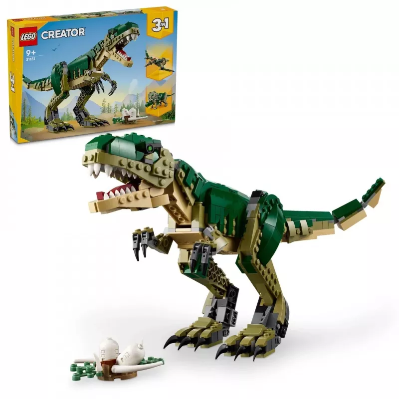 Konstruktorius LEGO Creator 3-in-1 T.Rex statomas modelio rinkinys, 626 vnt., 150 mm aukštis, amžius 9+