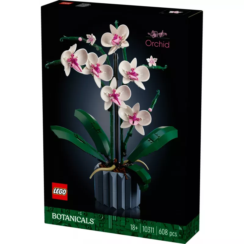 LEGO 10311 Icons Orchid dirbtinio augalo konstravimo rinkinys su gėlėmis, namų dekoro aksesuaras suaugusiems, botanikos kolekcija, dovana žmonai ar vyrui