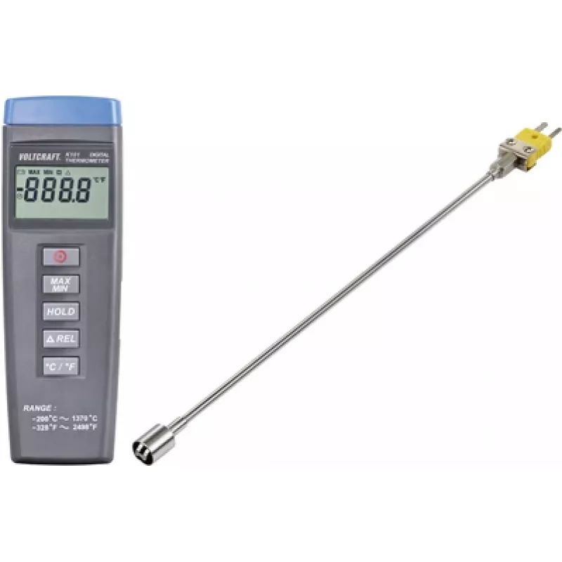 VOLTCRAFT K101 + TP 205 temperatūros matavimo prietaisas -200 iki +1370 °C zondas K tipo